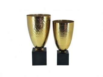80177 2li Set Metal Vazo Gold Eskitme 15x29cm